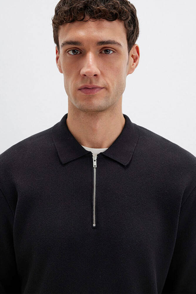 Erkek Half Zıp Kazak 0710337-900 Siyah 