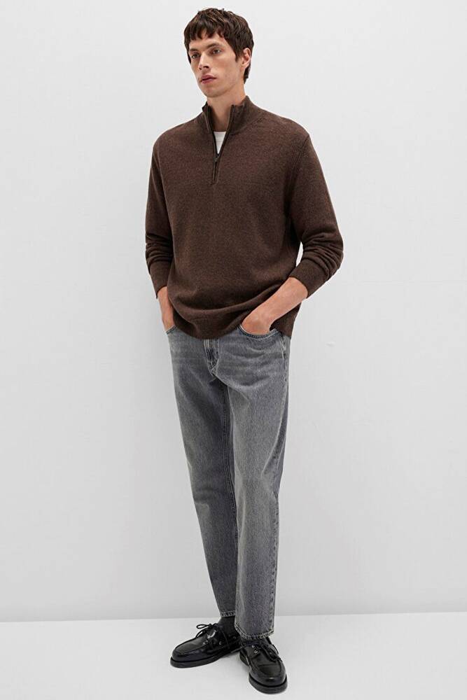 Erkek Half Zıp Kazak 0710371-70251 Kahve 