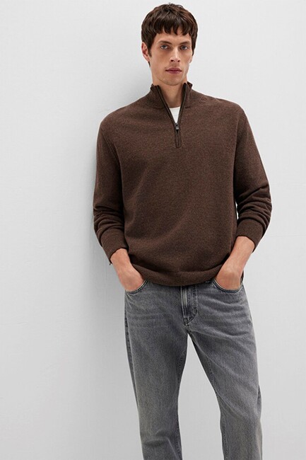 Erkek Half Zıp Kazak 0710371-70251 Kahve (3)