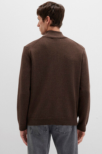 Erkek Half Zıp Kazak 0710371-70251 Kahve - Thumbnail