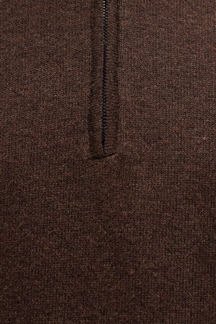 Erkek Half Zıp Kazak 0710371-70251 Kahve - Thumbnail