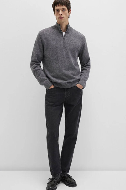 Erkek Half Zıp Kazak 0710371-80024 Gri (2)