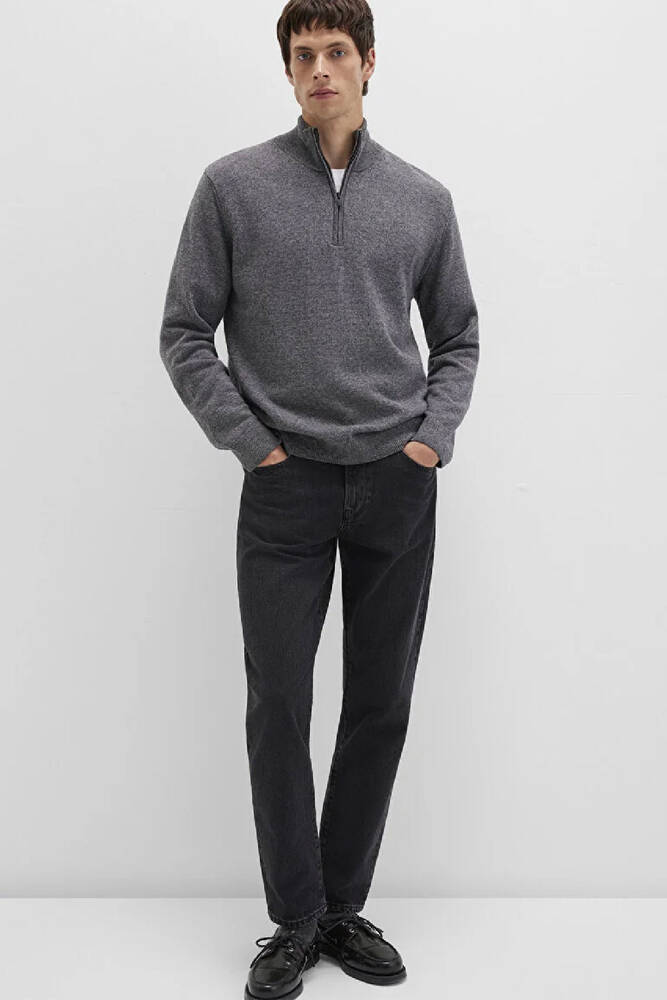 Erkek Half Zıp Kazak 0710371-80024 Gri 