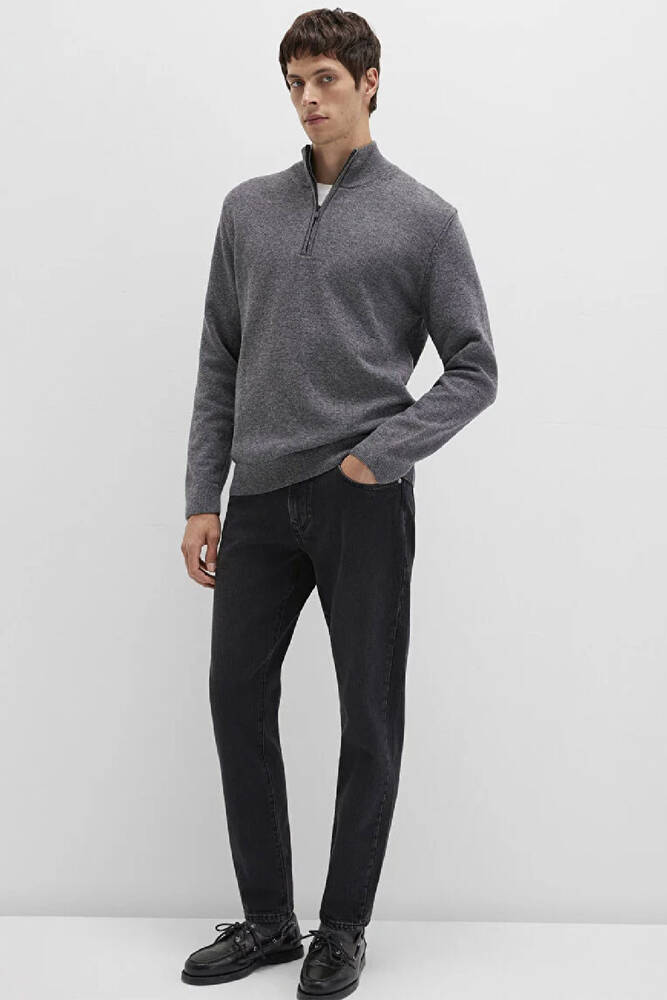 Erkek Half Zıp Kazak 0710371-80024 Gri 