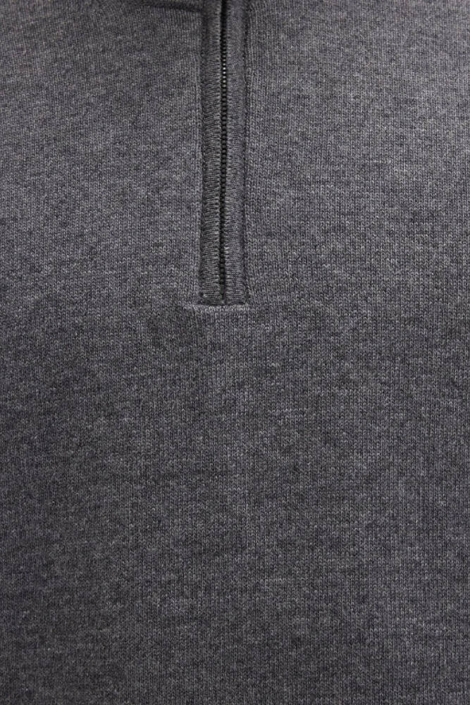 Erkek Half Zıp Kazak 0710371-80024 Gri 