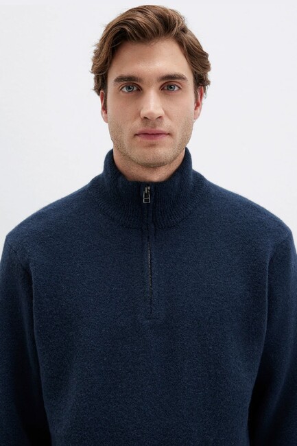 Erkek Half Zıp Kazak 0710380-70490 Lacivert - Thumbnail