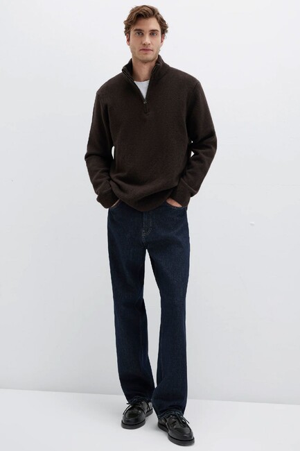Erkek Half Zıp Kazak 0710380-89103 Kahve (1)