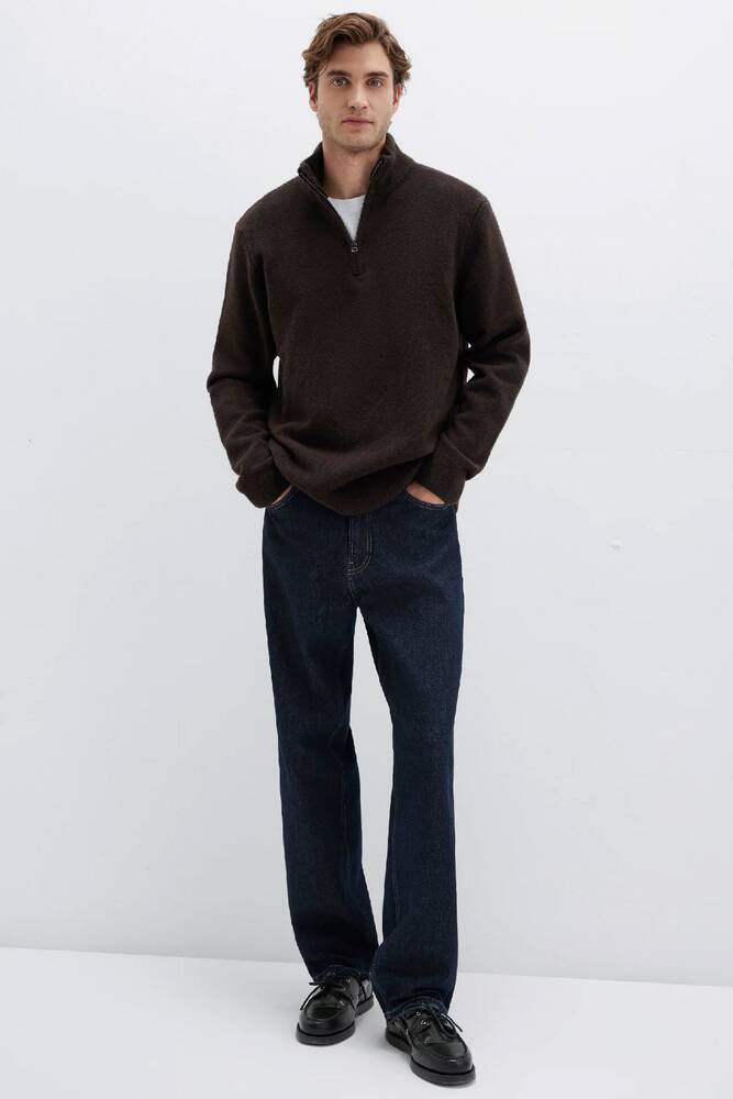 Erkek Half Zıp Kazak 0710380-89103 Kahve 