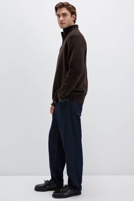 Erkek Half Zıp Kazak 0710380-89103 Kahve (2)