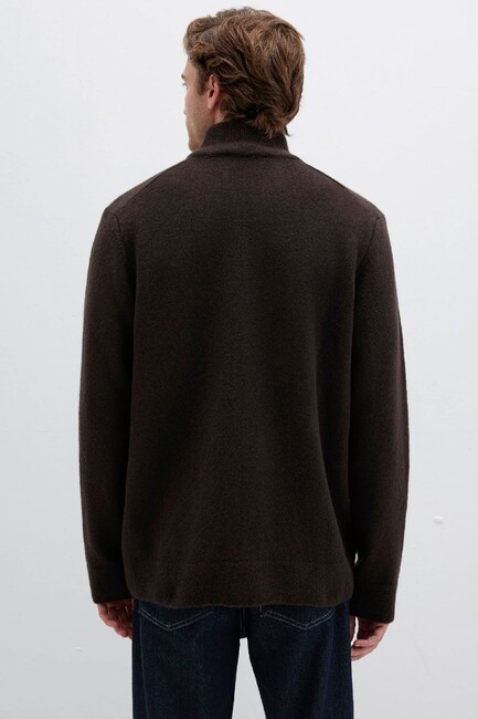 Erkek Half Zıp Kazak 0710380-89103 Kahve - Thumbnail