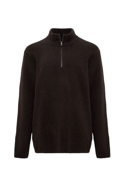 Erkek Half Zıp Kazak 0710380-89103 Kahve - Thumbnail