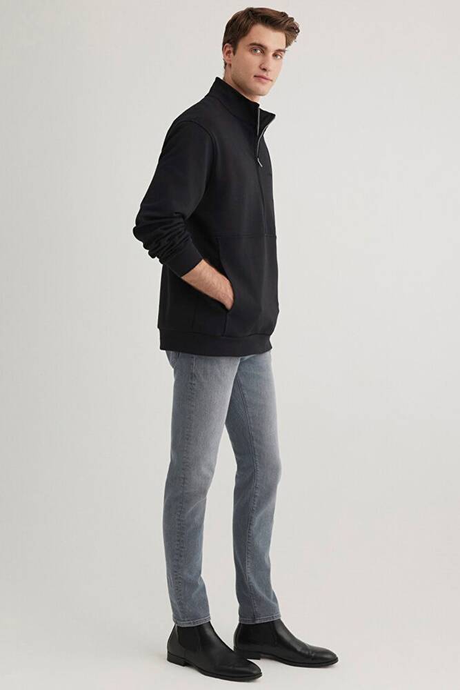 Erkek Half Zıp Sweat 0S10331-900 Siyah 