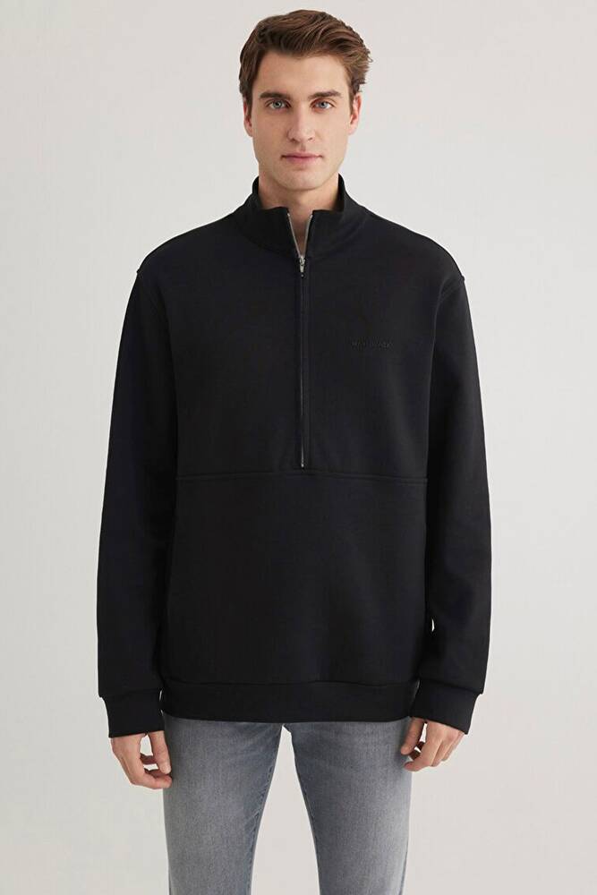 Erkek Half Zıp Sweat 0S10331-900 Siyah 