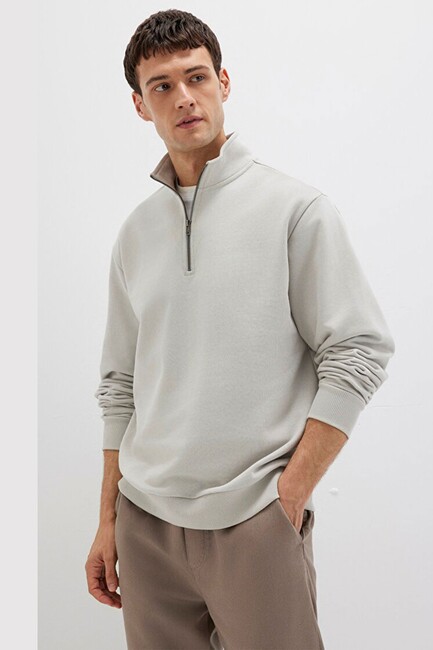Erkek Half Zıp Sweat 0S10419-70074 Gri (1)