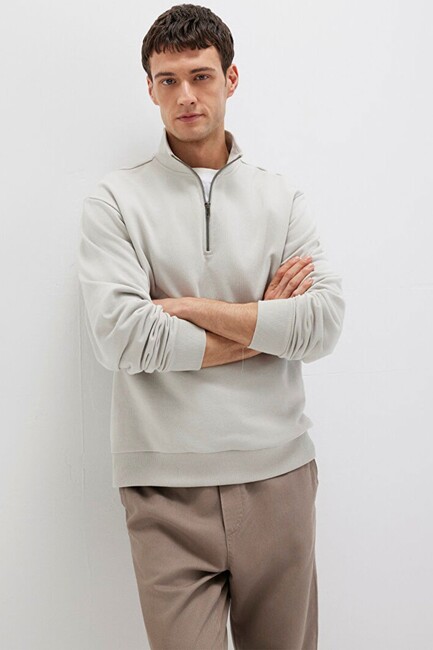 Erkek Half Zıp Sweat 0S10419-70074 Gri (2)