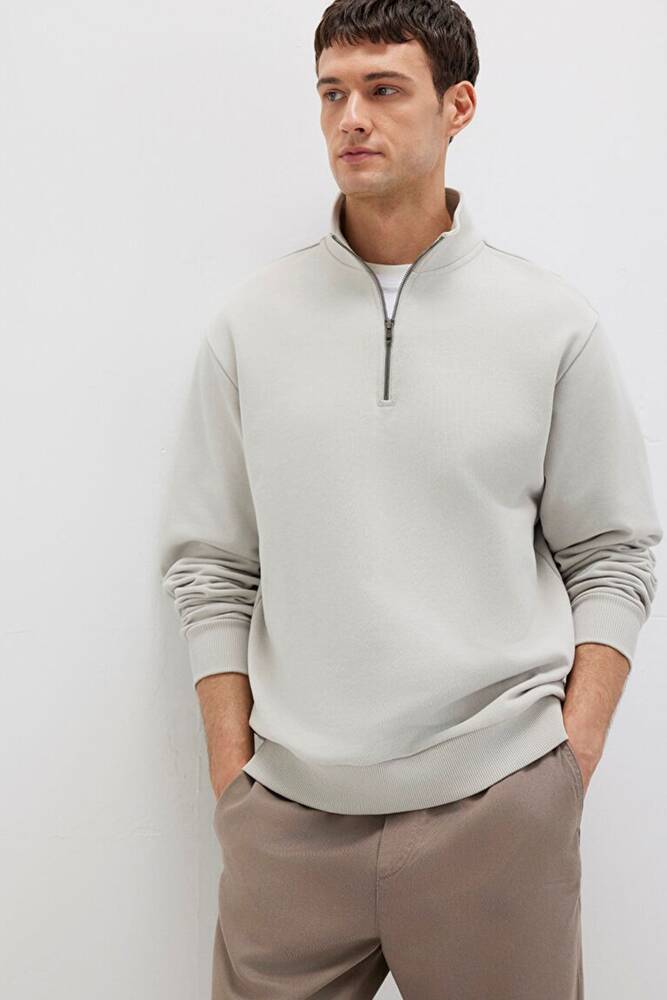 Erkek Half Zıp Sweat 0S10419-70074 Gri 