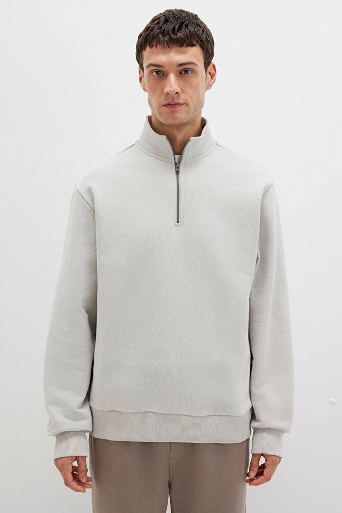 Erkek Half Zıp Sweat 0S10419-70074 Gri 