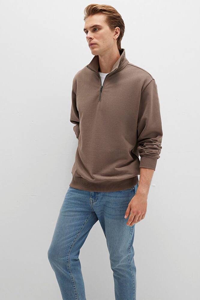 Erkek Half Zıp Sweat 0S10419-70380 Kahve 