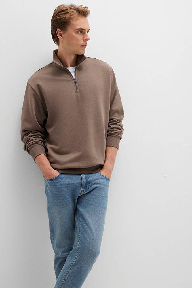 Erkek Half Zıp Sweat 0S10419-70380 Kahve 