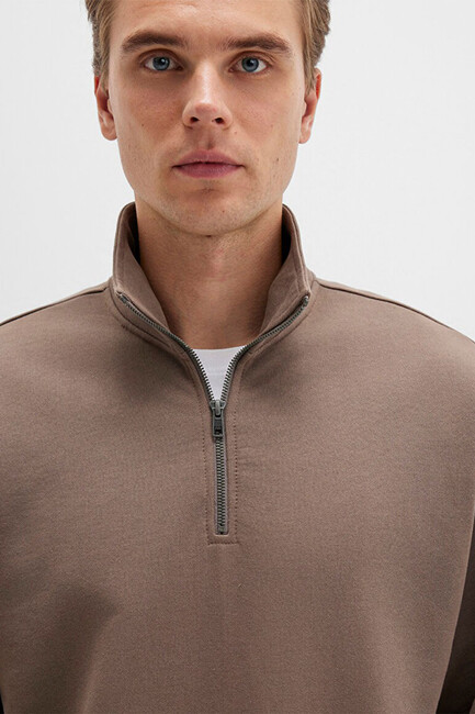 Erkek Half Zıp Sweat 0S10419-70380 Kahve - Thumbnail