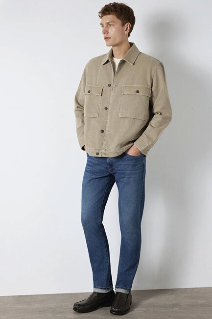 Erkek İki Cepli Gömlek 0211778-70355 Bej (3)