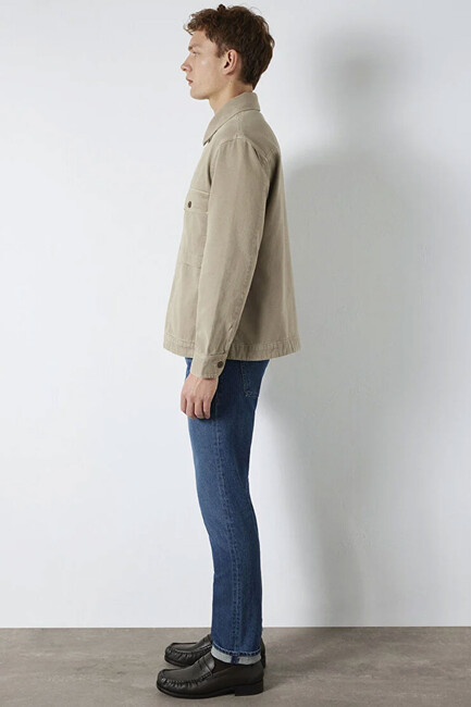 Erkek İki Cepli Gömlek 0211778-70355 Bej - Thumbnail