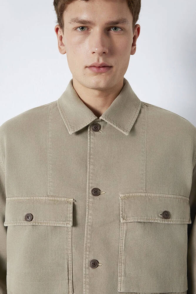 Erkek İki Cepli Gömlek 0211778-70355 Bej 