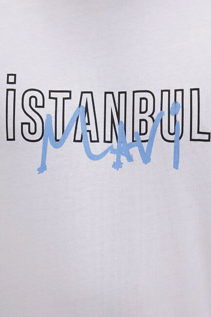 Erkek İstanbul Baskılı Tişört 067114-620 Beyaz - Thumbnail