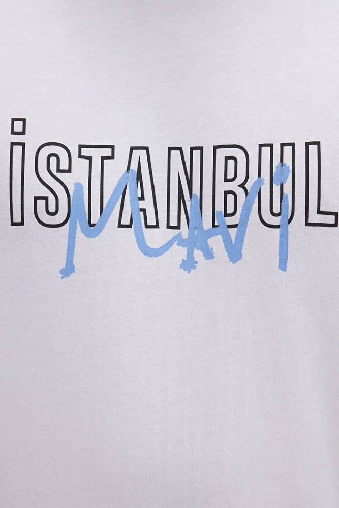 Erkek İstanbul Baskılı Tişört 067114-620 Beyaz 