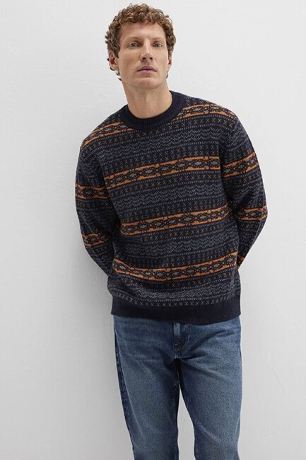 Erkek Jakarlı Kazak 0710331-70497 Lacivert (2)