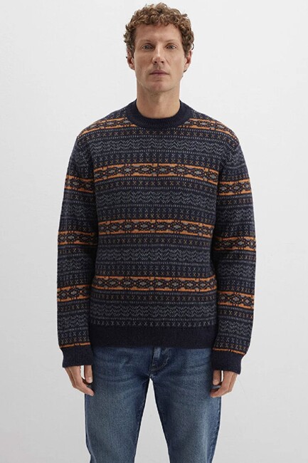 Erkek Jakarlı Kazak 0710331-70497 Lacivert (3)