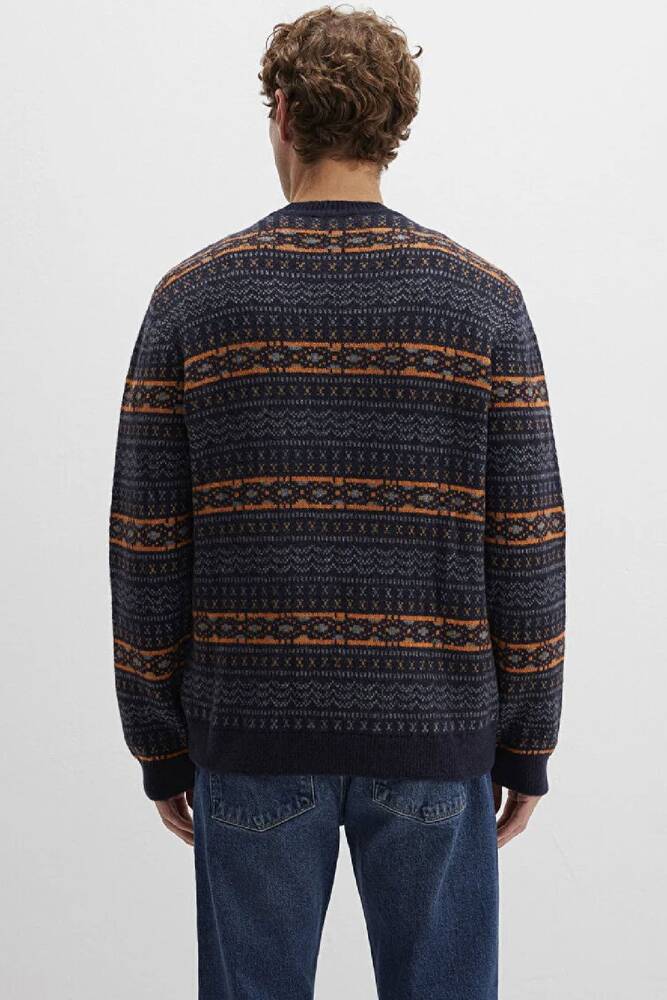 Erkek Jakarlı Kazak 0710331-70497 Lacivert 