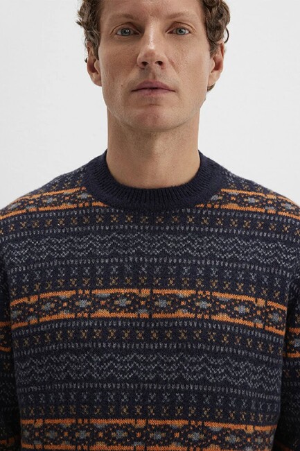 Erkek Jakarlı Kazak 0710331-70497 Lacivert - Thumbnail