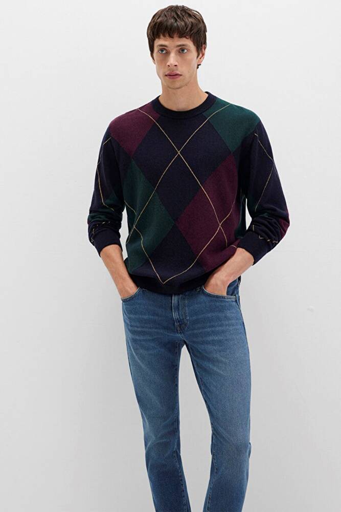 Erkek Jakarlı Kazak 0710334-70497 Lacivert 