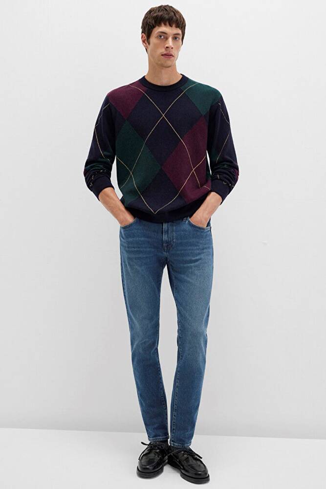 Erkek Jakarlı Kazak 0710334-70497 Lacivert 