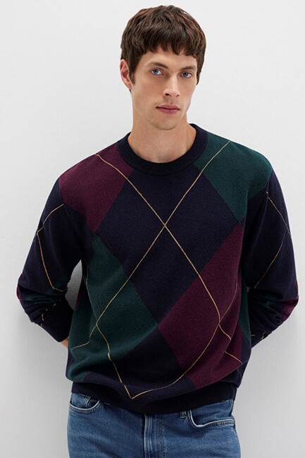 Erkek Jakarlı Kazak 0710334-70497 Lacivert (3)