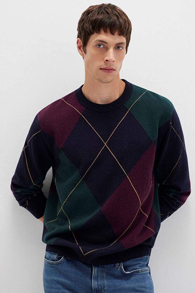 Erkek Jakarlı Kazak 0710334-70497 Lacivert 