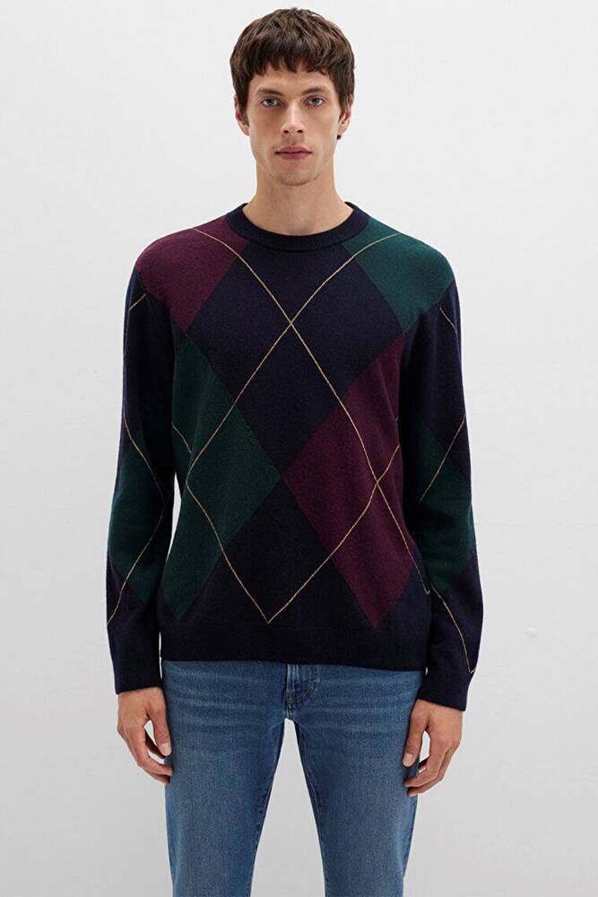 Erkek Jakarlı Kazak 0710334-70497 Lacivert 