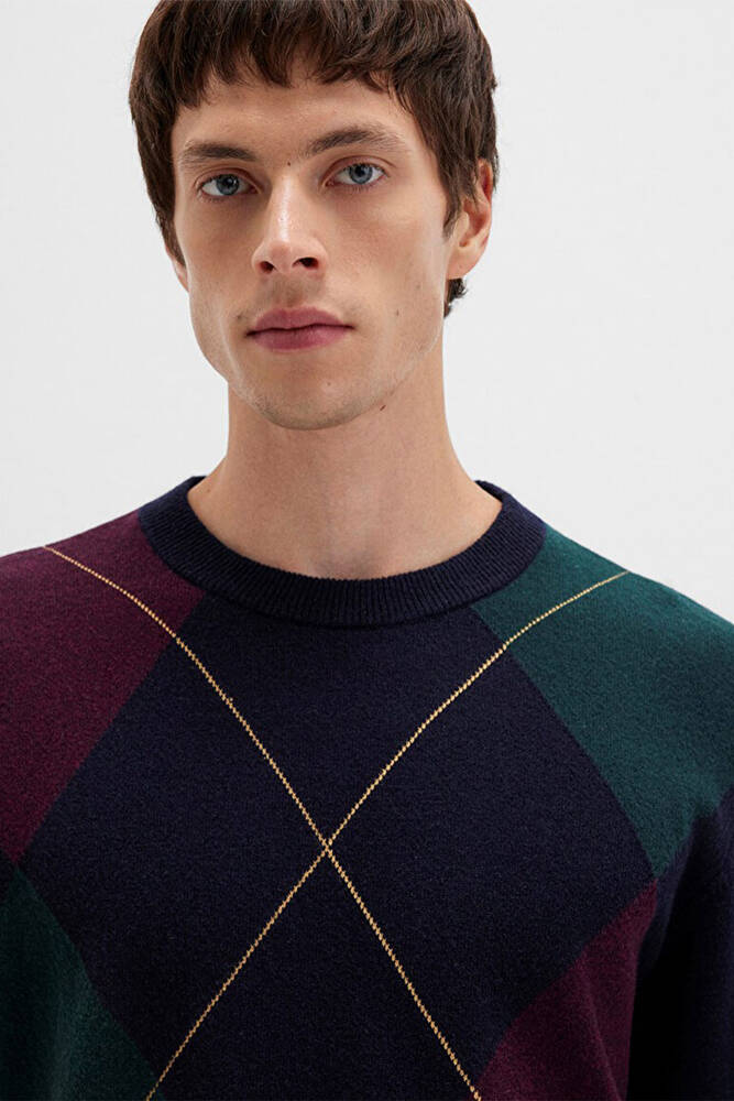 Erkek Jakarlı Kazak 0710334-70497 Lacivert 