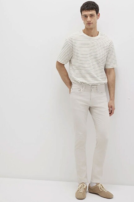 Erkek Jake Renkli Jean Pantolon 0042222763 Ekru (3)