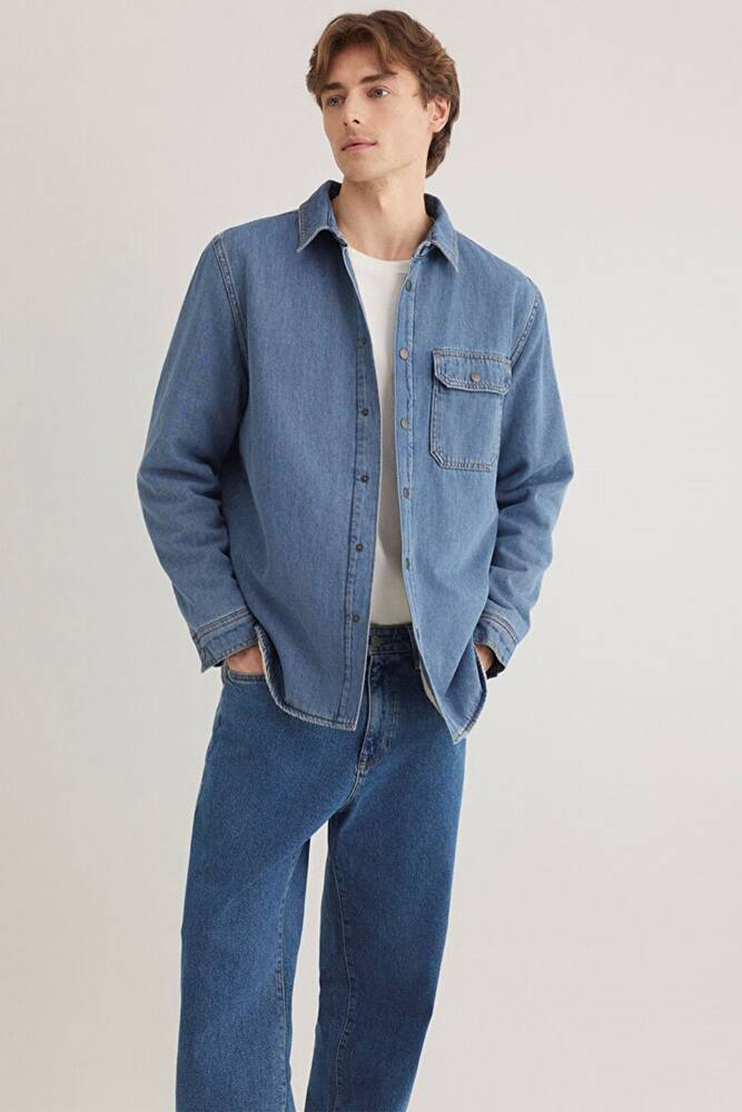 Erkek Jeremy Classic Denim Gömlek 0211186-88559 Mavi 
