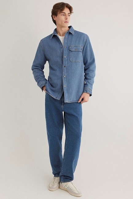Erkek Jeremy Classic Denim Gömlek 0211186-88559 Mavi (2)