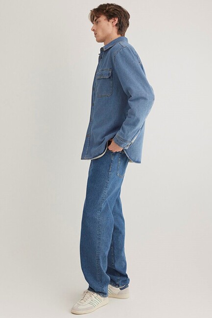 Erkek Jeremy Classic Denim Gömlek 0211186-88559 Mavi (3)