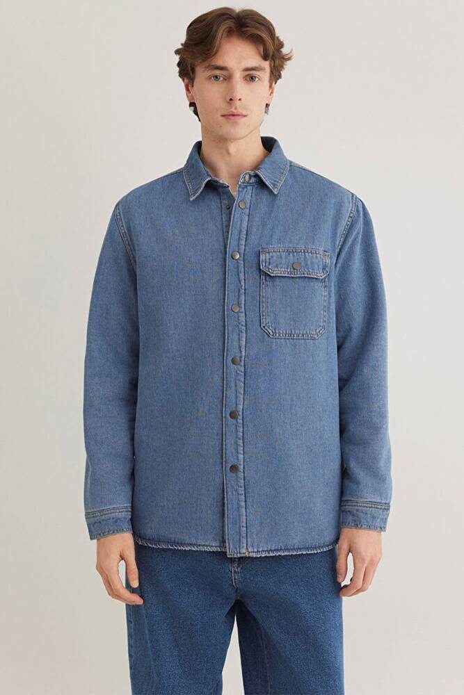 Erkek Jeremy Classic Denim Gömlek 0211186-88559 Mavi 