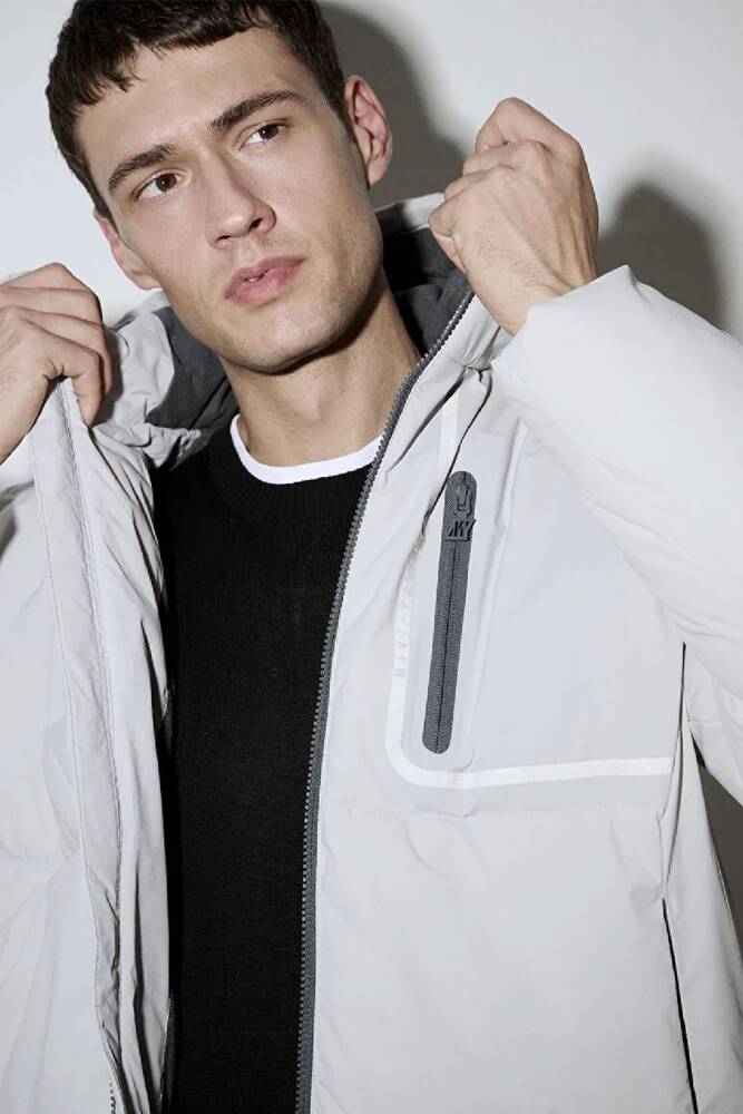 Erkek Kapüşonlu Ceket 0110463-70075 Gri 