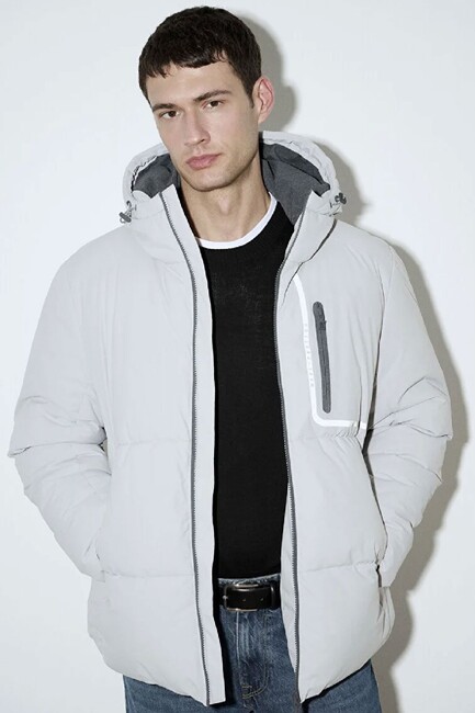 Erkek Kapüşonlu Ceket 0110463-70075 Gri (2)