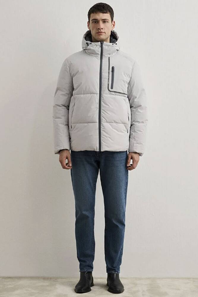 Erkek Kapüşonlu Ceket 0110463-70075 Gri 