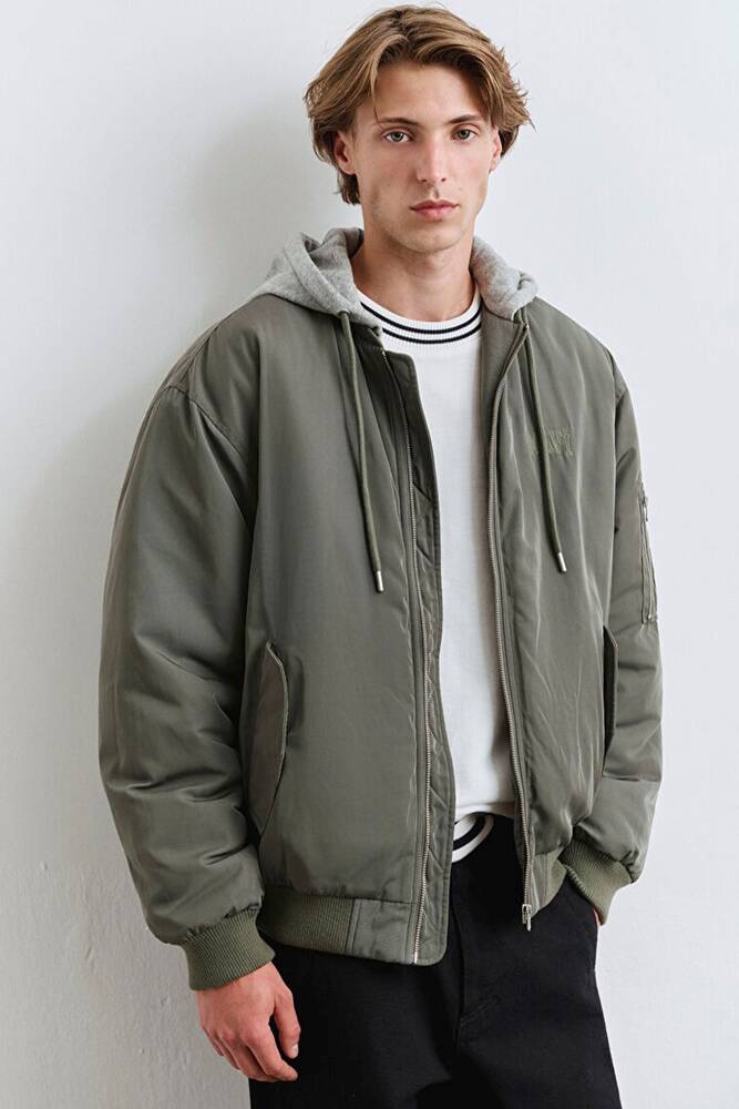 Erkek Kapüşonlu Ceket 0110563-86961 Yeşil 