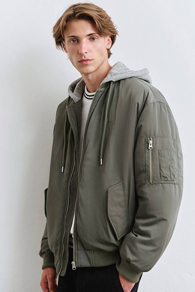Erkek Kapüşonlu Ceket 0110563-86961 Yeşil 