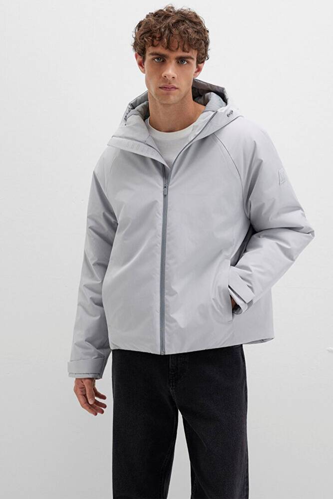 Erkek Kapüşonlu Ceket 0110615-70075 Gri 